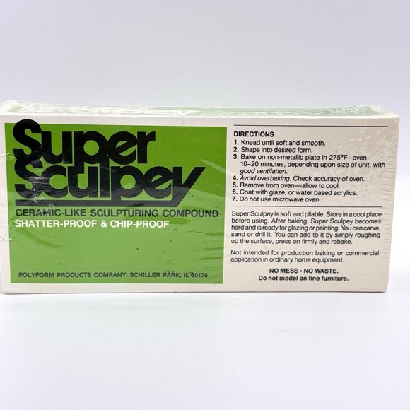 VTG Super Sculpey‎ Sculpting Clay 1 lb Oven-Bake Ceramic-Like Compound NEW NOS - Picture 3 of 3